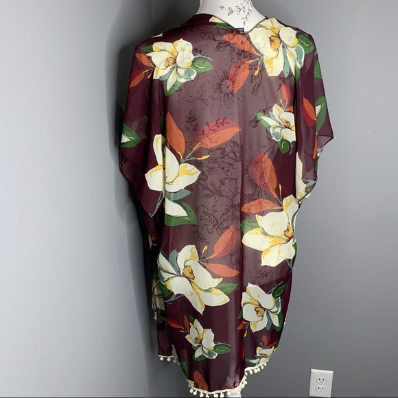 LVS Collection Womens One Size Floral Kimono Top - Picture 3 of 4